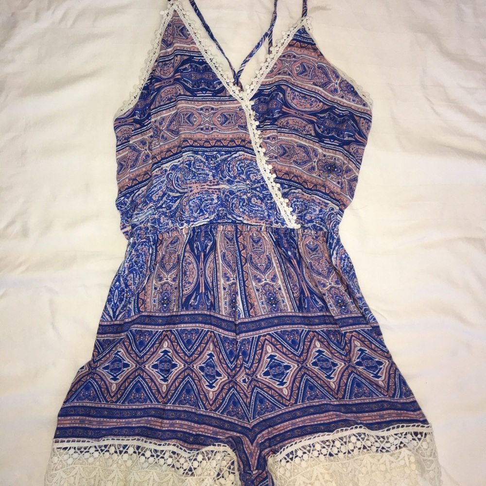 Summery, Aztec Patterned Romper with Open Back
